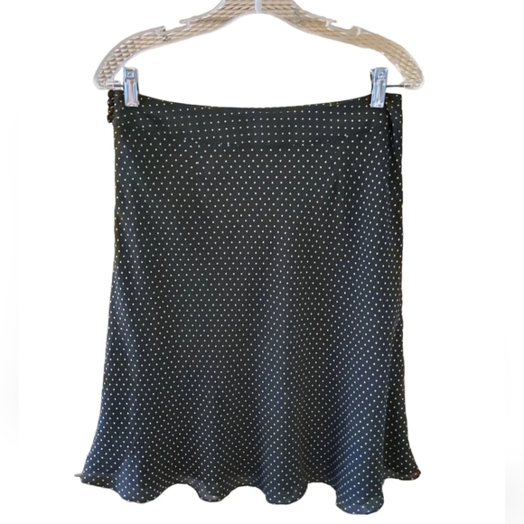 Ann Taylor Petite Silk Black Polkadot Skirt - Picture 2 of 4